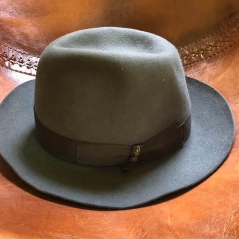 Borsalino PRIMO Italian Fedora fur felt rabbit hat charcoal 61cm ALESSANDRIA